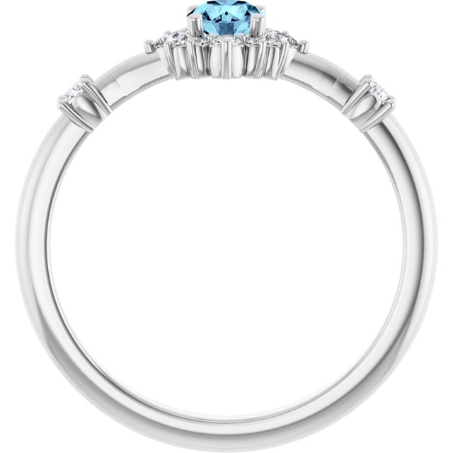 Platinum Natural Aquamarine & 1/6 CTW Natural Diamond Halo-Style Ring 